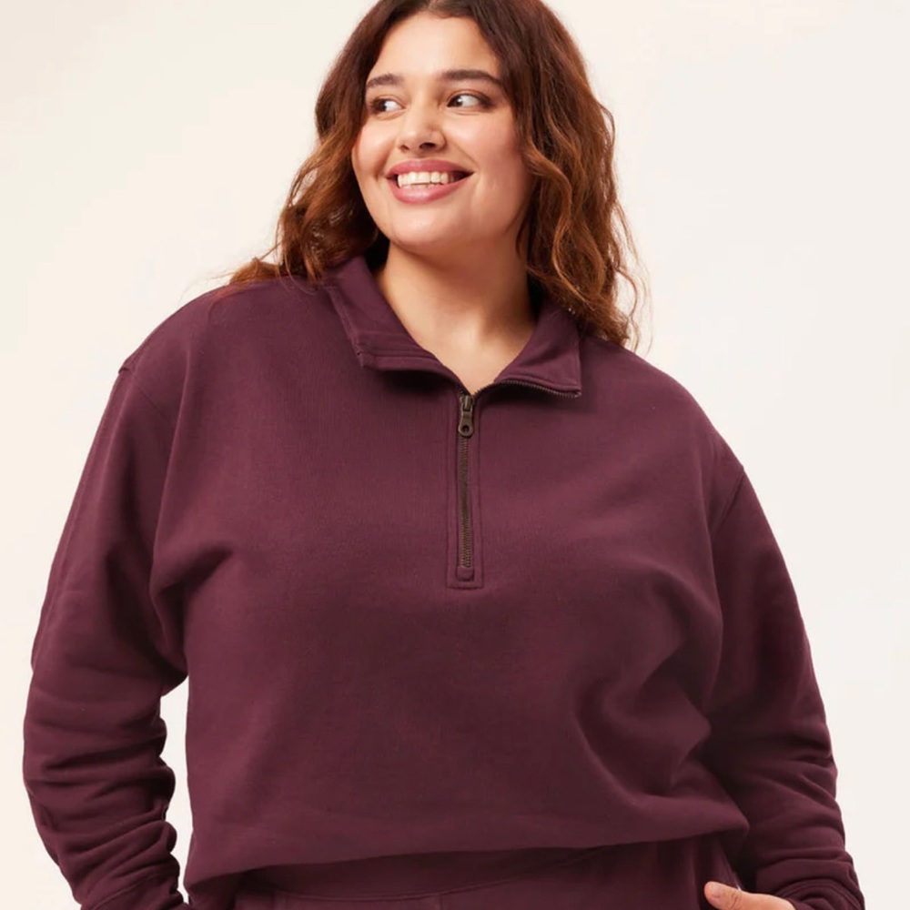 Burgundy/wine Half Zip Sweatshirt. New without tags.